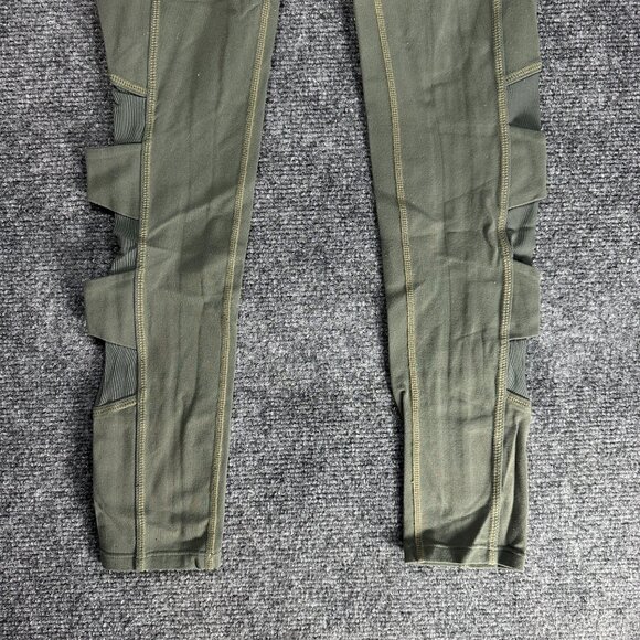 Athleta Compression Pants Womens XS Chaturanga Green Stretch Mesh Side Leg - Picture 2 of 8